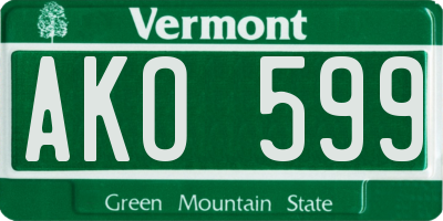 VT license plate AKO599