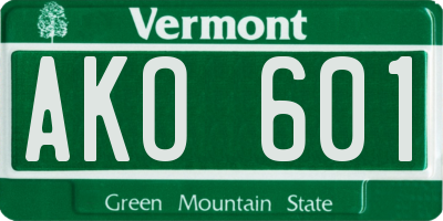 VT license plate AKO601