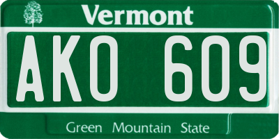 VT license plate AKO609