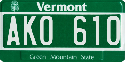 VT license plate AKO610