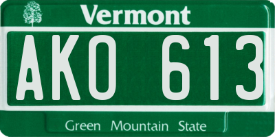 VT license plate AKO613
