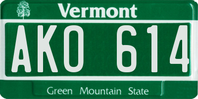 VT license plate AKO614
