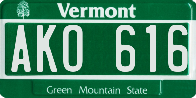 VT license plate AKO616
