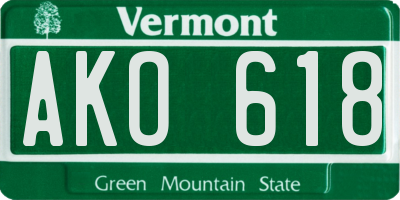 VT license plate AKO618