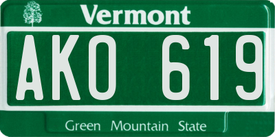 VT license plate AKO619