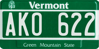 VT license plate AKO622