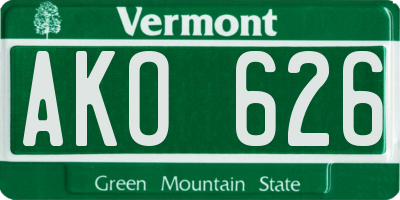 VT license plate AKO626