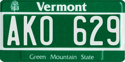 VT license plate AKO629