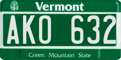 VT license plate AKO632