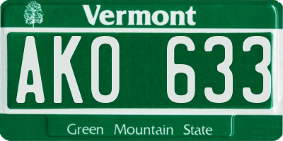 VT license plate AKO633