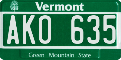VT license plate AKO635