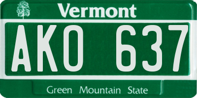 VT license plate AKO637