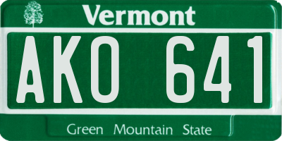VT license plate AKO641