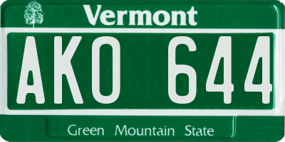 VT license plate AKO644