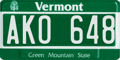 VT license plate AKO648