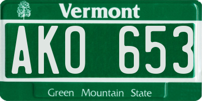 VT license plate AKO653