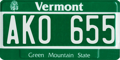 VT license plate AKO655