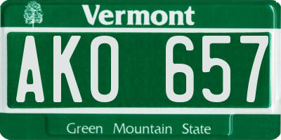VT license plate AKO657