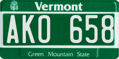 VT license plate AKO658