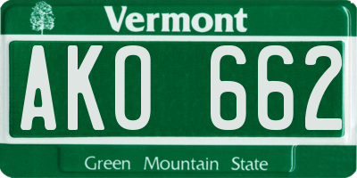 VT license plate AKO662