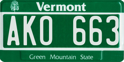 VT license plate AKO663