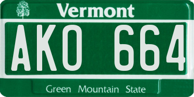VT license plate AKO664