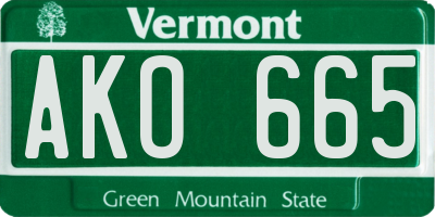 VT license plate AKO665