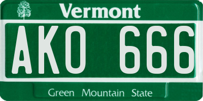 VT license plate AKO666