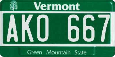 VT license plate AKO667
