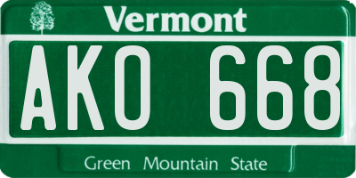VT license plate AKO668