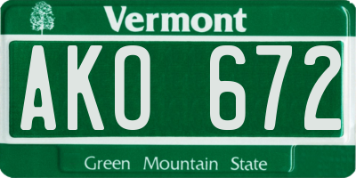 VT license plate AKO672