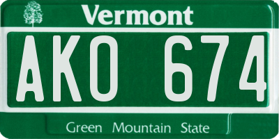 VT license plate AKO674