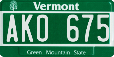 VT license plate AKO675