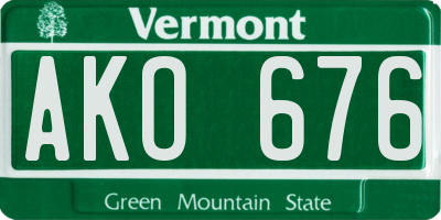VT license plate AKO676