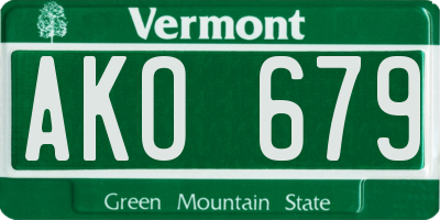 VT license plate AKO679