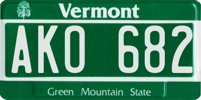 VT license plate AKO682