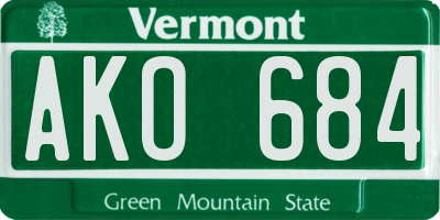 VT license plate AKO684
