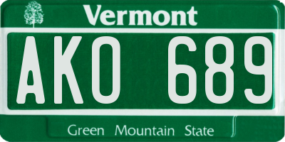 VT license plate AKO689