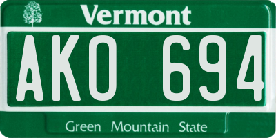 VT license plate AKO694