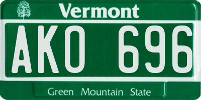 VT license plate AKO696