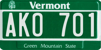 VT license plate AKO701