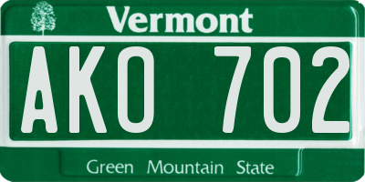 VT license plate AKO702