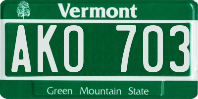 VT license plate AKO703