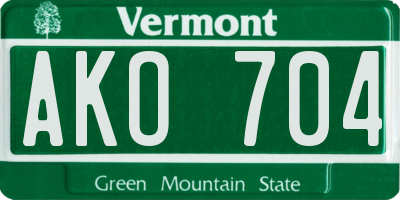 VT license plate AKO704