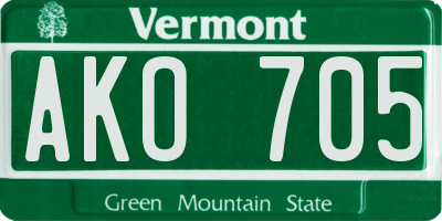 VT license plate AKO705