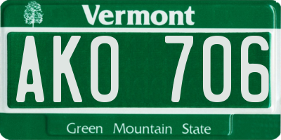 VT license plate AKO706