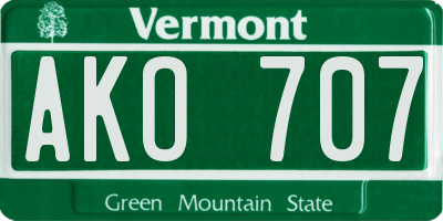 VT license plate AKO707