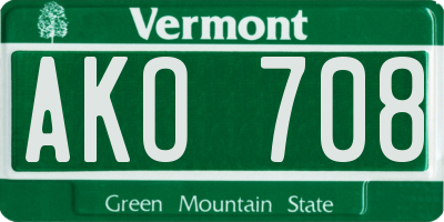 VT license plate AKO708