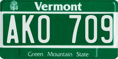 VT license plate AKO709