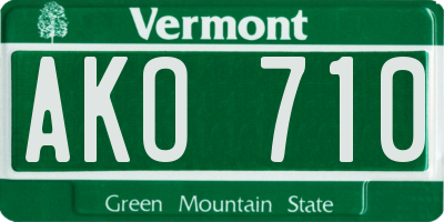 VT license plate AKO710